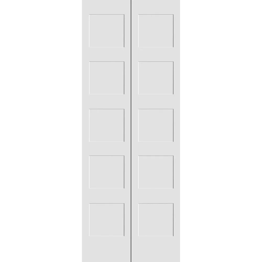 White Primed 5-Panel Bi-Fold Door